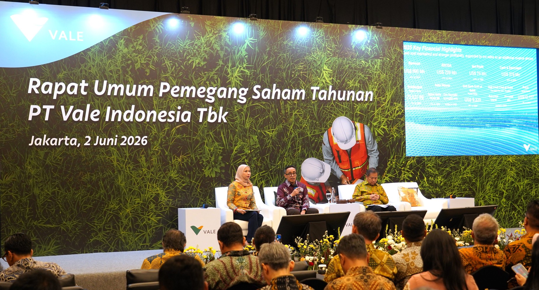 Annual General Meeting of Shareholders panel of PT Vale Indonesia Tbk in Jakarta, 2 June 2026.
