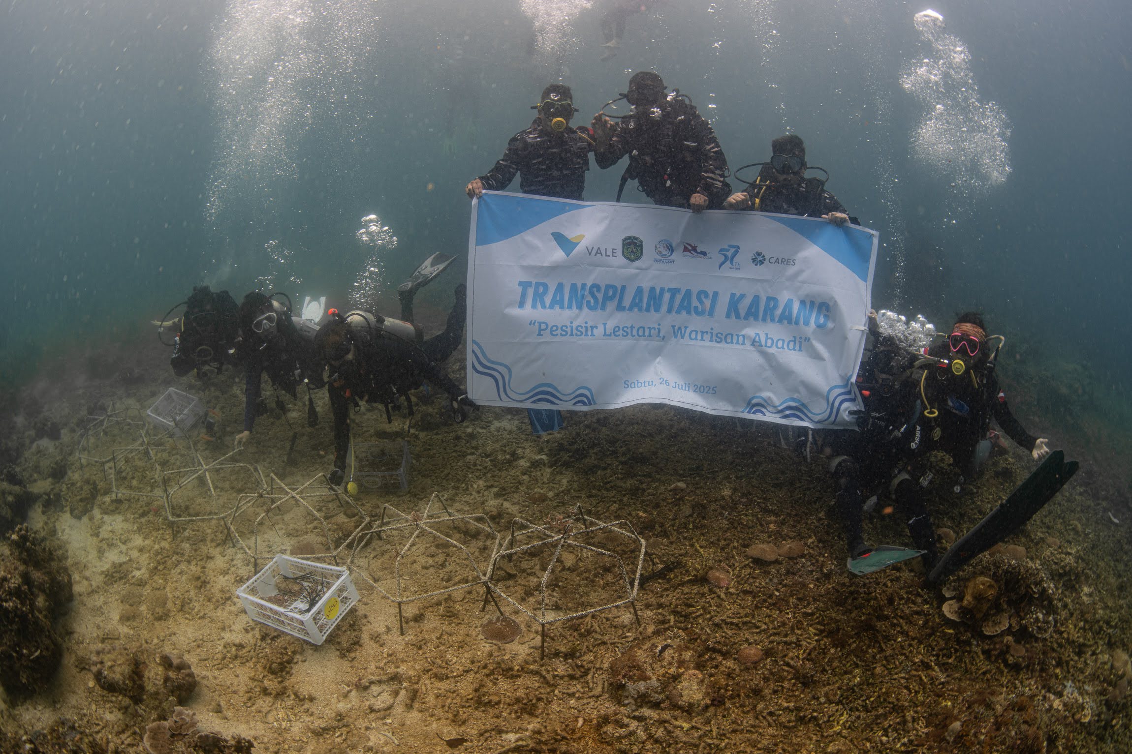 Langkah Strategis Pulihkan Laut Demi Generasi Mendatang: PTVI Tanam 25 Struktur Terumbu Karang dan Bersihkan Pesisir Pulau Bulupoloe